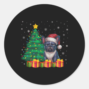 Adesivo Cachorro de Natal do Santa Hat, Bulldog Francês Fe