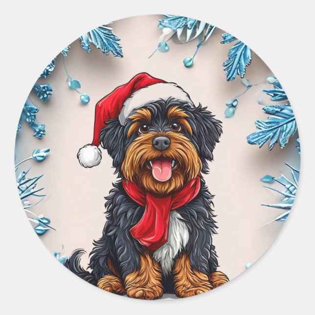 Adesivo Cachorro de natal fofo (Frente)