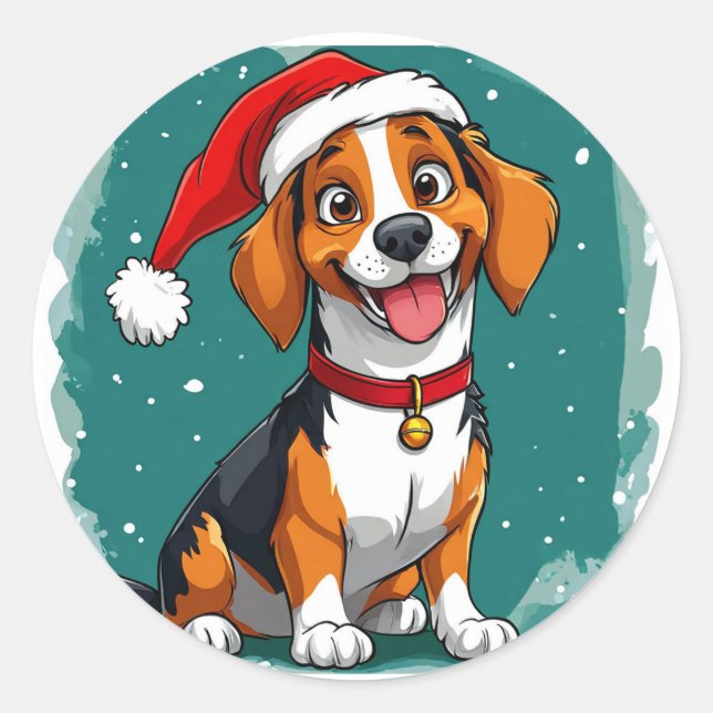 Adesivo Cachorro de Natal fofo (Frente)