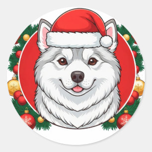 Adesivo Cachorro de Natal Fofo Círculo de Natal Festivo