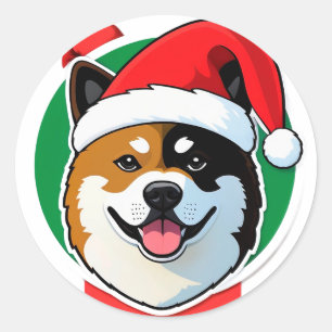 Adesivo Cachorro de Natal Fofo Círculo de Natal Festivo