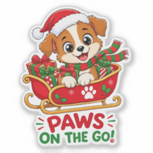 Adesivo Cachorro de Natal Fofo em Trenó
