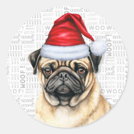 Adesivo Cachorro de Natal no Natal Hat Holiday
