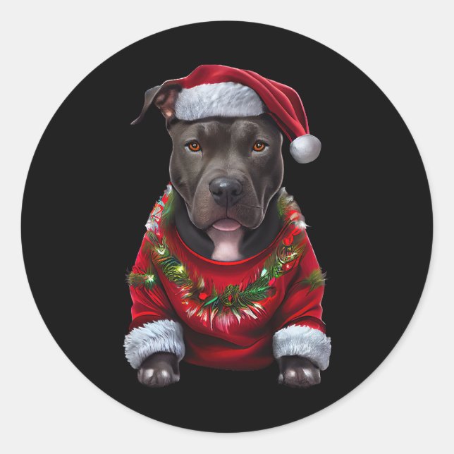 Adesivo Cachorro de Natal Vestindo Xmas Santas Hat & Sw (Frente)