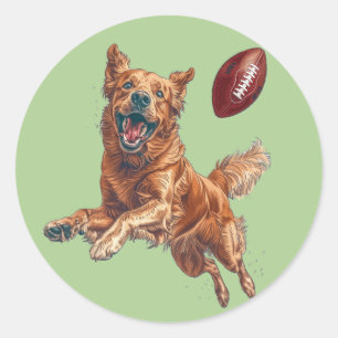 Adesivo Cachorro de Ouro Bonito Jogando Futebol