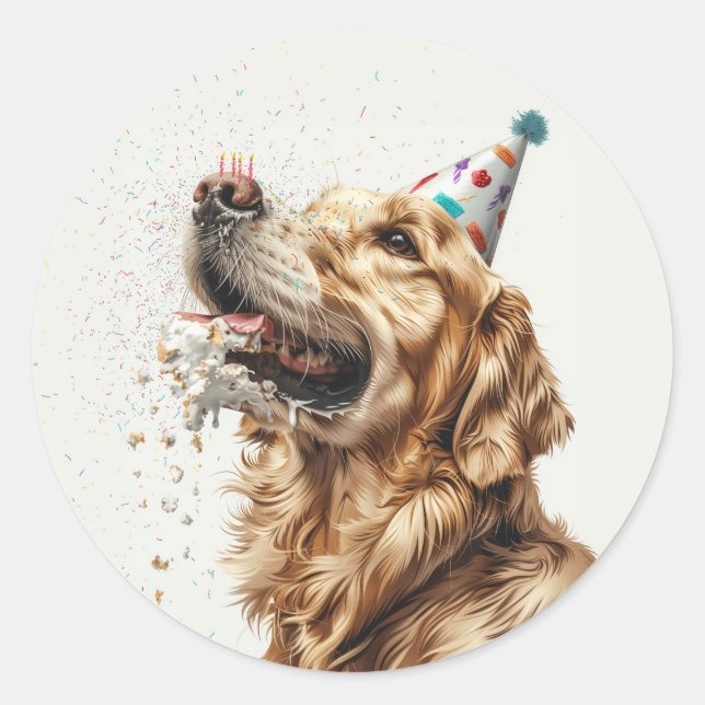 Adesivo Cachorro de Ouro de Aniversário (Frente)