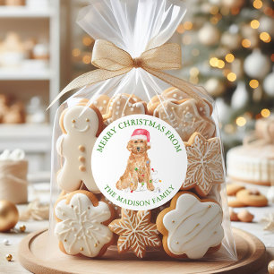 Adesivo Cachorro de Papais noeis de Natal com Aquarela