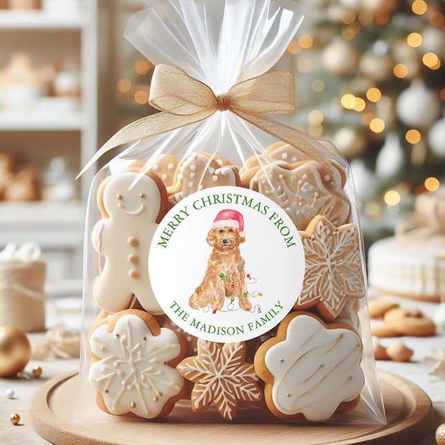 Adesivo Cachorro de Papais noeis de Natal com Aquarela (Criador carregado)