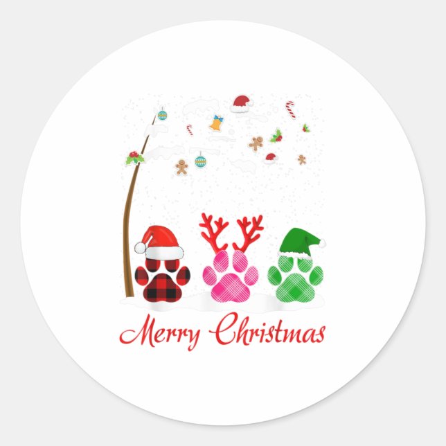 Adesivo Cachorro de patas com camisa engraçada de Natal (Frente)