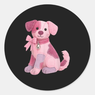 Adesivo Cachorro de Patchwork Fita Rosa Conscientização do