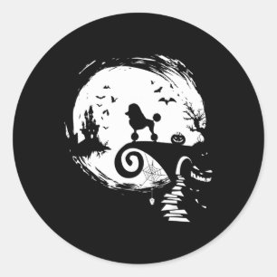 Adesivo Cachorro De Poodle E Cachorro De Lua No Halloween 