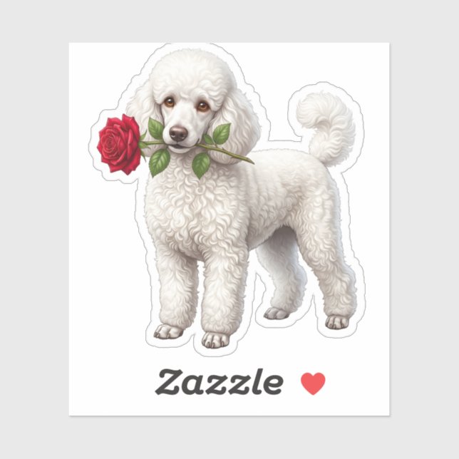 Adesivo Cachorro de Poodle Fofo (Folha)