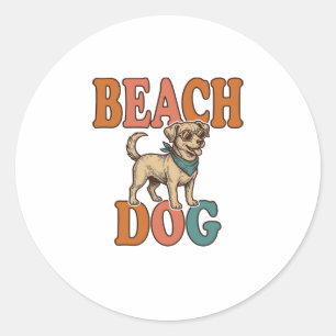 Adesivo Cachorro de Praia Gravura Vintage Design Gráfico_1