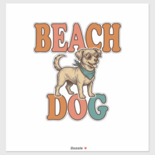 Adesivo Cachorro de Praia Gravura Vintage Design Gráfico_1