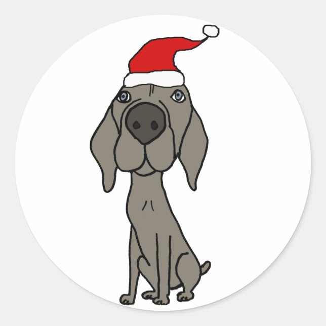 Adesivo Cachorro de Weimaraner em Santa Hat (Frente)