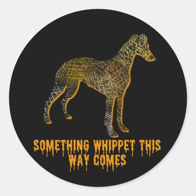 Adesivo Cachorro de Whippet Diversão Halloween (Frente)