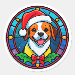 Adesivo Cachorro Desenho Animado com Chapéu de Papai Noel