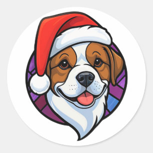 Adesivo Cachorro Desenho Animado com Chapéu de Papai Noel