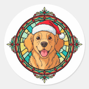 Adesivo Cachorro Desenho Animado com Chapéu de Papai Noel