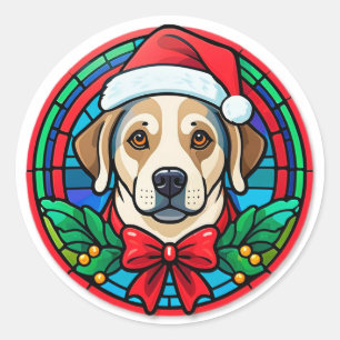 Adesivo Cachorro Desenho Animado com Chapéu de Papai Noel