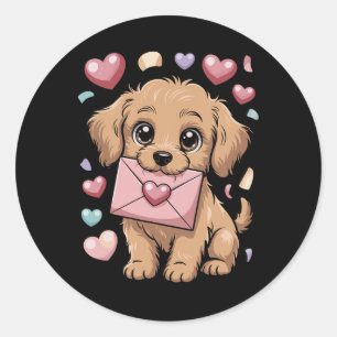 Adesivo Cachorro do Dia dos Namorados Carta Coração Flutua