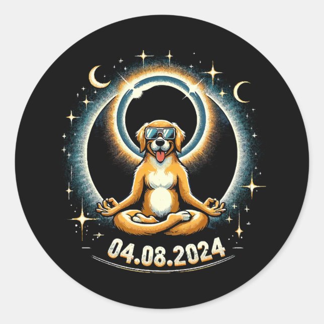 Adesivo Cachorro do Eclipse Solar de 2024 (Frente)