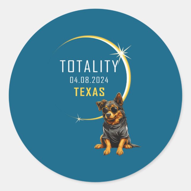 Adesivo Cachorro do Eclipse Solar Total do Texas (Frente)