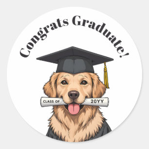 Adesivo Cachorro do Retriever do Ouro de Graduação Persona