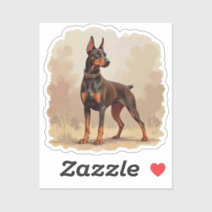 Adesivo Cachorro Doberman Pinscher Marrom Ferrugem Vermelh