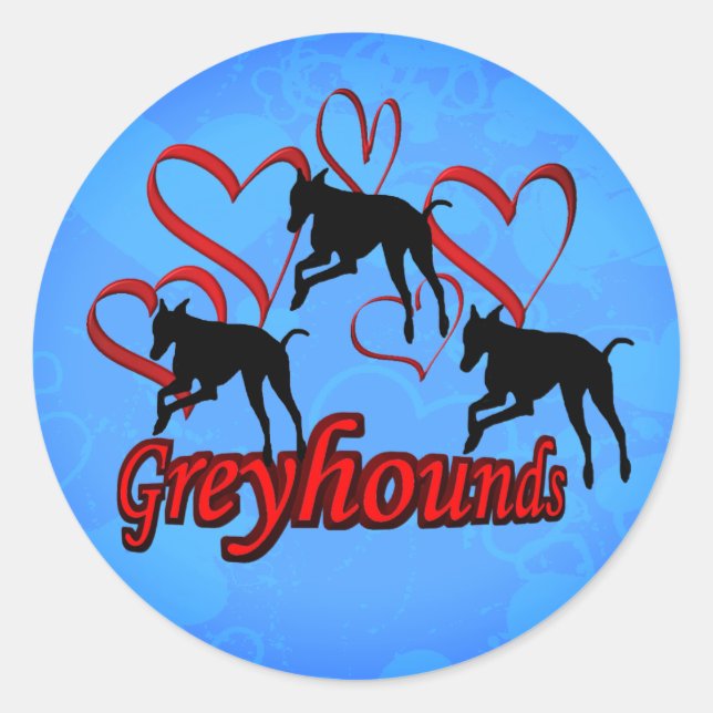 Adesivo Cachorro dos Greyhounds Red Hearts (Frente)
