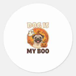 Adesivo Cachorro É Boo Pug Halloween Fantasma Abóbora