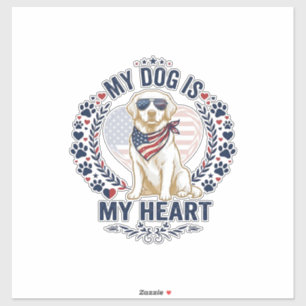 Adesivo Cachorro É Coração Bandeira Americana Óculos de So