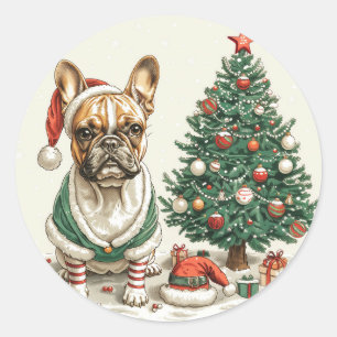 Adesivo Cachorro Elf do Buldogue Francês de Natal