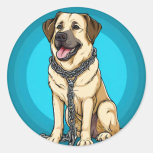 Adesivo Cachorro em um fundo azul