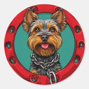 Adesivo Cachorro em um fundo verde