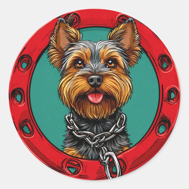 Adesivo Cachorro em um fundo verde (Frente)
