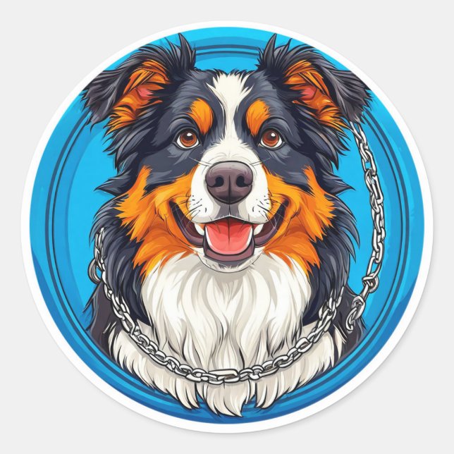 Adesivo Cachorro em um fundo verde (Frente)