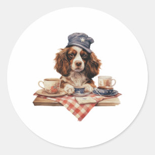 Adesivo Cachorro encantador e chapéu americano no dia 4 de