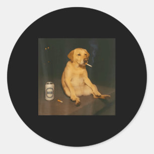 Adesivo Cachorro Engraçado Cerveja Fumando Meme Sarcástico