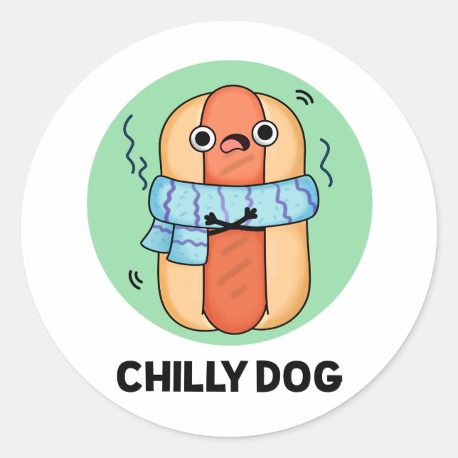 Adesivo Cachorro Engraçado Chili Hot Dog Pun (Frente)