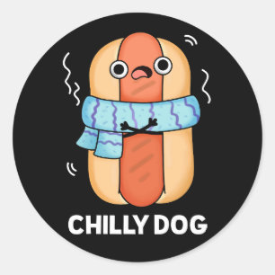 Adesivo Cachorro Engraçado Chili Hot Dog Pun Dark BG