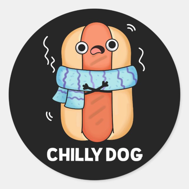 Adesivo Cachorro Engraçado Chili Hot Dog Pun Dark BG (Frente)