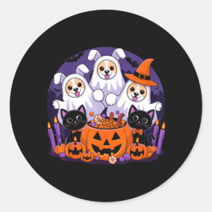 Adesivo Cachorro engraçado de Halloween vestido como fanta