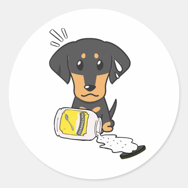 Adesivo Cachorro engraçado derramado maionese (Frente)