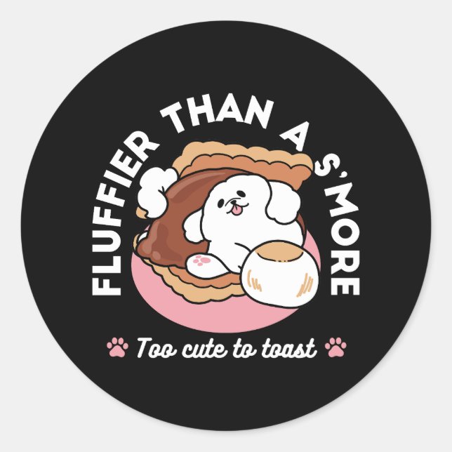 Adesivo Cachorro Engraçado e Design de S'more – Pun para A (Frente)