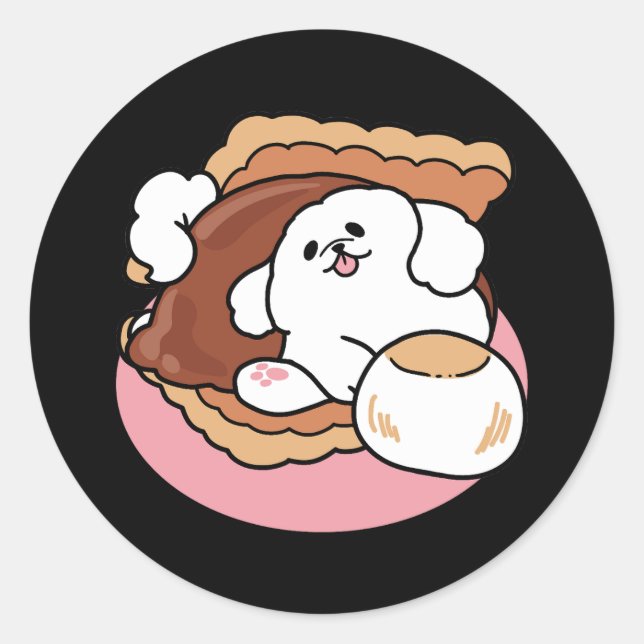 Adesivo Cachorro Engraçado e Design de S'more – Punho de A (Frente)