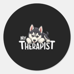 Adesivo Cachorro Engraçado Meu Terapeuta Cachorro Husky Si