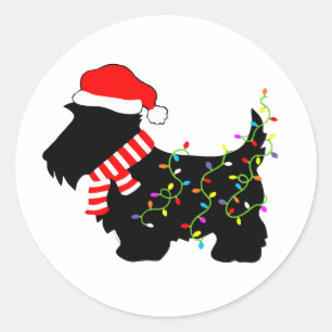 Adesivo Cachorro Escocês De Natal Com Luzes