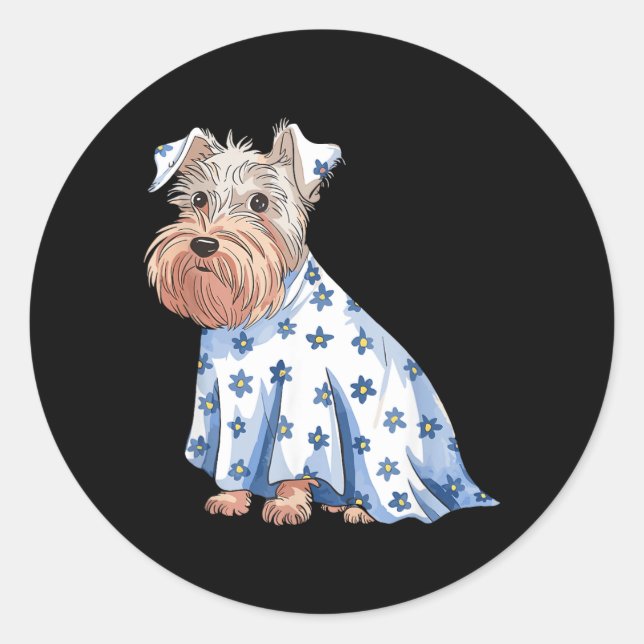 Adesivo Cachorro Fantasma de Halloween Com Flores Engraçad (Frente)