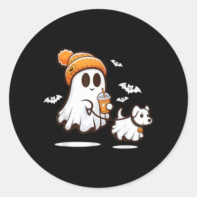 Adesivo Cachorro Fantasma Engraçado Andando Fantasma de Ca (Frente)